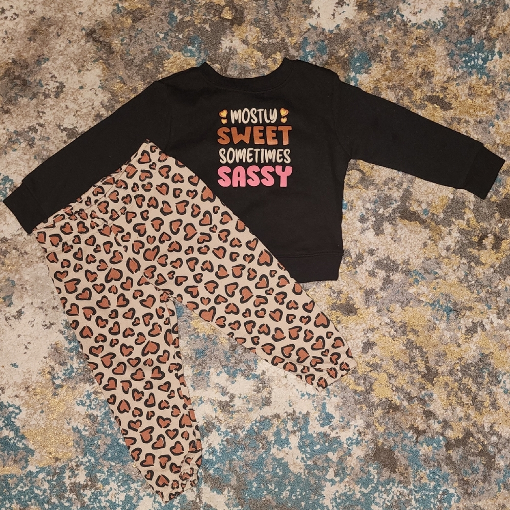 New Mostly Sweet Sometimes Sassy Graphic Sweatshirt & Jogger Set Size 18 Months